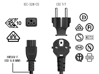 Câble d'alimentation SYONG à prix d'usine, 1,8 m, CEE 7/7 vers IEC320 C5, coudé, type Schuko européen, pour ordinateur portable, 18AWG 10A/250V