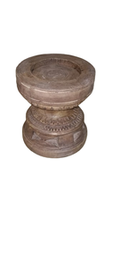Porte-bougie rond en bois vintage blanchi à la chaux, fait main, sculpté, pour la décoration de la maison, Noël, personnalisé - Product Image 2