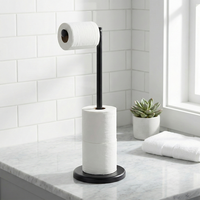 Porte-papier toilette moderne minimaliste autoportant en acier inoxydable, design circulaire, pour salle de bain, sans perçage requis