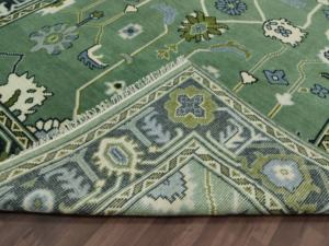 Tapis en laine traditionnel Oushak à motifs floraux noué à la main |   Tapis fait main de couleur vertâtre, style vintage pastel, décoratif pour salon - Product Image 2