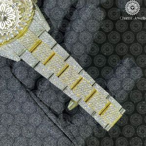 Montre pour homme Charm Jewells en acier inoxydable, boîtier de 40 mm, accents de diamants, analogique, mécanique, luxe, mode, résistante à l'eau 10 bars, automatique - Product Image 2