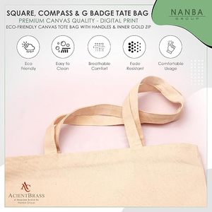 OES Masonic Shriner Solid <b>Canvas</b> <b>Tote</b> Bag with Embroidery Reusable Digital Print and Inner Gold Zipper Closure - Product Image 4