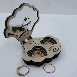 Caja de Madera Personalizada para Anillos con Espejo en Forma de Nube, Organizador de Anillos de Boda, Estuche de Almacenamiento para Anillos de Compromiso, Propuesta Romántica - Product Image 3