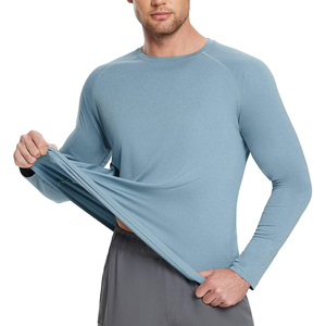 Haut de sport unisexe à manches longues gris clair, séchage rapide, respirant, en polyester écologique, pour adulte, protection UPF50+ - Product Image 4