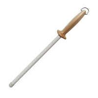 Aiguiseur de couteaux en céramique blanche avec manche en bois de hêtre écologique, grain fin 800-1500, acier inoxydable résistant aux chocs, anneau de suspension