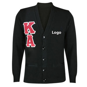 Custom Embroidery Logo High Quality Low Price Knitted <b>Cardigan</b> <b>Sweater</b> Sorority Fraternity Cashmere <b>Cardigan</b> <b>Sweater</b> - Product Image 1