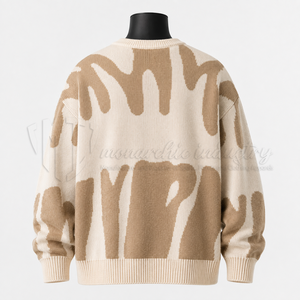 Suéter de punto extragrande para hombre con patrón jacquard, cuello redondo, estilo urbano, jersey informal, venta al por mayor - Product Image 2