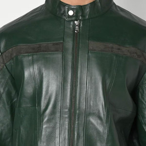 Veste en cuir de vache noire pour homme, 100% de haute qualité, confortable, respirante, manches longues, col montant, streetwear, hiver, chaud - Product Image 4