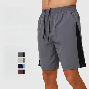 Shorts de sport pour homme bleu marine à séchage rapide, en tissu tricoté respirant, taille élastique, bande latérale bleu clair, pour la gym, la course et l'entraînement - Product Image 5