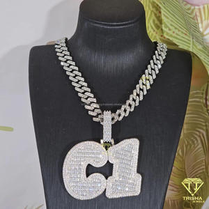 จี้ตัวอักษร C1 พร้อมสร้อยคอประดับเพชรโมอิสซาไนต์แบบ Iced Out สไตล์ฮิปฮอป สร้อยคอแบบสั่งทำพิเศษ เครื่องประดับสุดหรู - Product Image 2