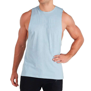 Camiseta sin mangas para hombre, de algodón tejido liso, oversize, transpirable, ecológica, ligera, con cuello redondo, corte holgado, estilo deportivo, teñida en prenda, de corte cropped y boxy. - Product Image 4