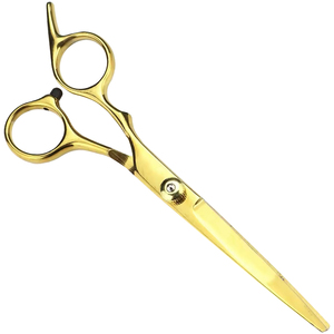 6'' Professional Gold Hair <b>Scissor</b> Custom Logo Sharp Straight Blade Right Handed Stainless Steel Barber Shears Hair Cutting Tool - Product Image 2