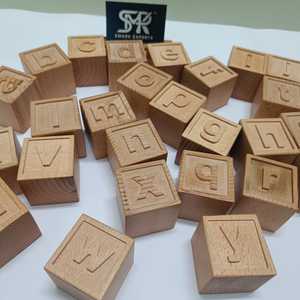 Cubos de Alfabeto de Madera Hechos a Mano, Bloques Educativos para el Desarrollo del Lenguaje y el Juego en Niños Preescolares - Product Image 3