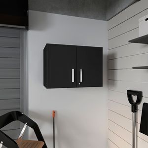 Armadio a Muro Rettangolare a 2 Ante in Wengue Nero, Eleganti Scaffali per Garage - Product Image 1