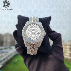Charm_Jewells Luxury Stainless Steel <b>Watch</b> Analog Quartz Movement 40mm Round Case <b>Diamond</b> Encrusted Folding Clasp Unisex - Product Image 1