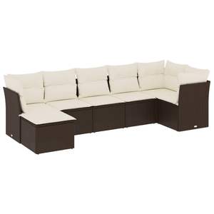 Brown <b>Rattan</b> Garden <b>Sofa</b> Set With Cushions 6 Seater Outdoor Furniture Contemporary Design - Product Image 2