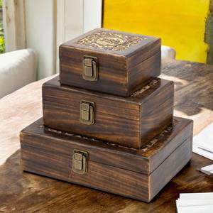 Handmade 6-Inch Rectangle MDF Wood & Leather <b>Treasure</b> Chest <b>Box</b> Hinged Lid for Wedding Decor Tea Flower Other Storage Purposes - Product Image 6