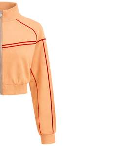 Chaqueta deportiva corta para mujer Peach, con cremallera, para gimnasio, fitness, ropa deportiva, con ribetes rojos en contraste, chaqueta de entrenamiento, fabricante. - Product Image 4