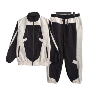 Custom Fashion Wholesale Streetwear Casual Men Patchwork Windbreaker Sportswear Gym Tracksuit 2 Piece <b>Set</b> - Product Image 5
