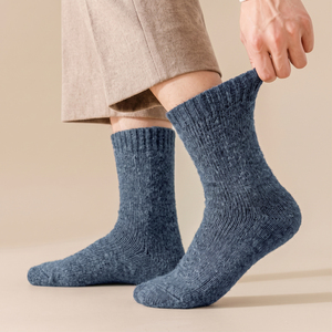 Men's Solid Wool Crew <b>Socks</b> <b>Thick</b> Knitted <b>Winter</b> Thermal Everyday Wear - Product Image 4