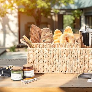 Wholesale Water Hyacinth Divided Storage Basket Handwoven Organizer with Handles Multi Compartment for Nursery Kitchen Bathroom - Product Image 5