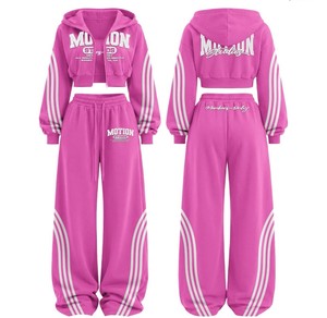 Designer Hip Hop Printed Autumn Tracksuits <b>Baggy</b> Oversized 100% Cotton Heavyweight Sweatsuits <b>Jogger</b> Striped Flared Sweatpants - Product Image 3