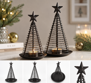 Metal Wire <b>Christmas</b> <b>Tree</b> <b>Candle</b> Holder Stand Decorative Tealight Holder Tabletop Centerpiece Home Decor Ornament Gift for Table - Product Image 5