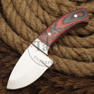 Couteau de chasse droit en acier Damas fait main, manche en Micarta, pour camping en extérieur, lame pleine, fourreau en cuir, OEM, haute qualité - Product Image 1