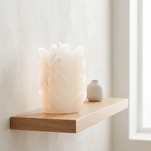 Sal del Himalaya Blanca Tallada en Forma de Hoja de Pluma, Cristal Natural, Decoración para el Hogar, Regalo de Bienestar, Adorno - Product Image 2
