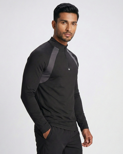 High <b>Tech</b> Gym Training Top Half Zip Full Sleeves Lightweight Breathable Stretch Performance Wear - Product Image 1