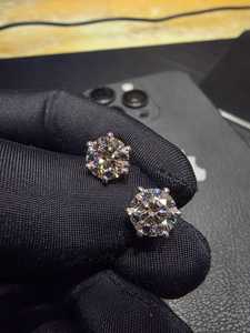 ต่างหูเพชรทรงบริลเลียนต์ 3 กะรัต รับรองโดย IGI ทองคำขาว 14K เครื่องประดับชั้นดีสำหรับผู้ชาย/ผู้หญิง สำหรับงานปาร์ตี้ - Product Image 6