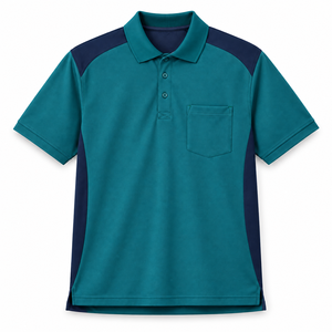 Beige and Olive Green Short Sleeve <b>Polo</b> <b>Shirt</b> <b>with</b> Chest <b>Pocket</b> and Contrast Panels Workwear Team Uniform Casual Wear Club Wear - Product Image 3