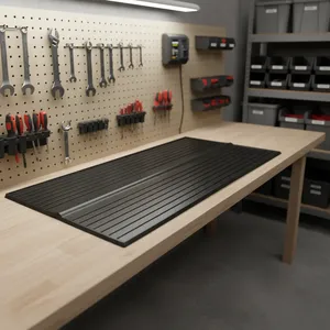 Banco de trabajo organizado con panel perforado para almacenamiento de herramientas y superficie de goma para una reparación y mantenimiento eficientes - Product Image 3