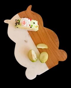 Plateau de service pour fromage en bois d'acacia écologique et marbre naturel avec boucle de suspension en cuir - Product Image 5