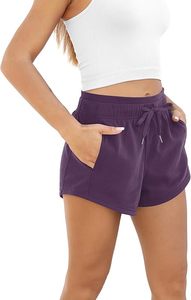 Short de bain et de sport pour filles, couleur violet personnalisé, taille élastique, en molleton bouclette respirant, pour fitness, yoga, jogging et usage quotidien - Product Image 3