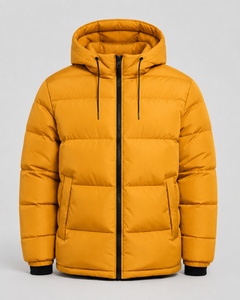 Custom Casual <b>Men's</b> Winter Hooded Stand Collar Zipper Closure Waterproof Puffer <b>Jacket</b> with 100% Nylon Filling - Product Image 4