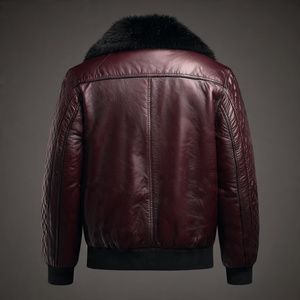 Veste en cuir et fourrure de luxe de haute qualité pour hommes - Product Image 2