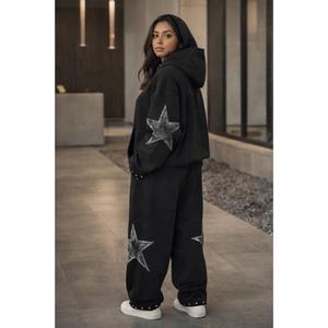 Conjunto de Sudadera con Capucha Personalizado, 100% Algodón, Forro Polar, Impermeable, Cortavientos, Transpirable, Grueso, Informal, de Invierno, Unisex, para Mujer, con Logotipo - Product Image 2