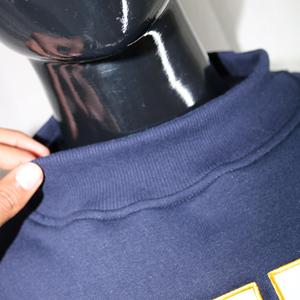 MUDT NAVY <b>BLUE</b> Mock Neck Sweatshirt 100% Cotton White color Applique Embroidery CLUSH SPORTS Winter - Product Image 5