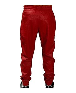 Conjunto Deportivo de Cuero Genuino Rojo para Hombre, Manga Larga, Cuello Alto, Pantalones con Cierre de Cremallera, Corte Holgado, Ropa de Invierno - Product Image 2