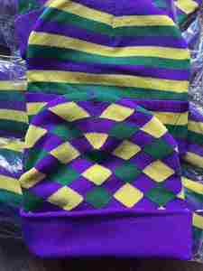Bonnet unisexe en acrylique 100% à rayures imprimées numériquement et brodées, violet, jaune, vert, pour l'hiver, le ski, les fêtes, taille adulte 56-58CM - Product Image 4