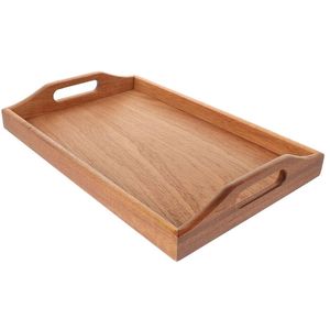 Plateau de service rond en bois massif, fait main, design minimaliste, avec poignées, finition artisanale - Product Image 5