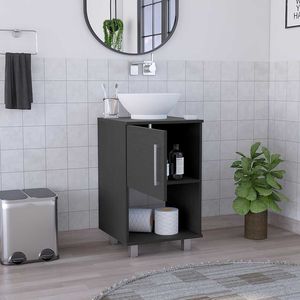 Meuble-lavabo simple Gouda de 18 po avec armoire noire et porte simple doté d'une étagère ouverte - Product Image 4