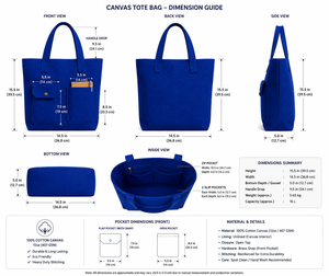 Sac fourre-tout en toile bleue avec poches avant pour le shopping et l'usage quotidien - Product Image 2