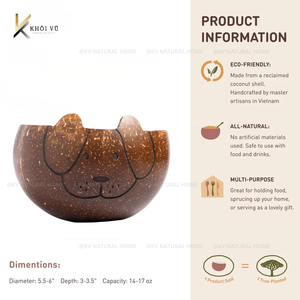 Último Diseño OEM ODM, Tazones de Cáscara de Coco con Forma de Cara de Gato y Perro, Venta al por Mayor, No Tóxicos, para Frutas y Bocadillos - Product Image 2