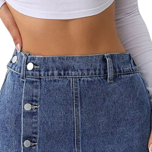 Womens High Waist Button Front <b>Denim</b> Maxi Skirt <b>Stretch</b> Casual Elastic Back Straight Fit Winter Daily Wear Comfortable - Product Image 3
