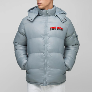 Luxury Men's Goose Puffer Jacket Custom High Quality Winter <b>Coat</b> with <b>Stand</b> Collar <b>Vintage</b> Metal Zipper Shiny Hood - Product Image 4