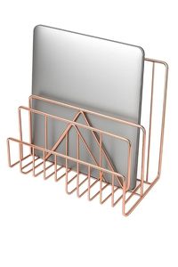 Organizador de Escritorio de Metal Cobre, Estante de Almacenamiento de Diseño Minimalista, Soporte de Oficina Independiente para Cartas y Documentos, Forma Rectangular - Product Image 3