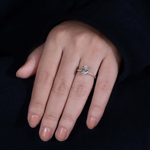 Anillo de Compromiso con Diamante de Corte Ovalado, Oro Rosa, Engaste de Garras, Anillo de Boda con Pavé, Joyería Nupcial Minimalista Unisex para Fiesta - Product Image 6