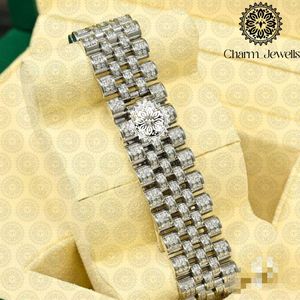 Montre de luxe pour homme en acier inoxydable, cadran rose, lunette sertie de diamants, mouvement mécanique analogique, affichage automatique de la date, bouton poussoir caché - Product Image 2
